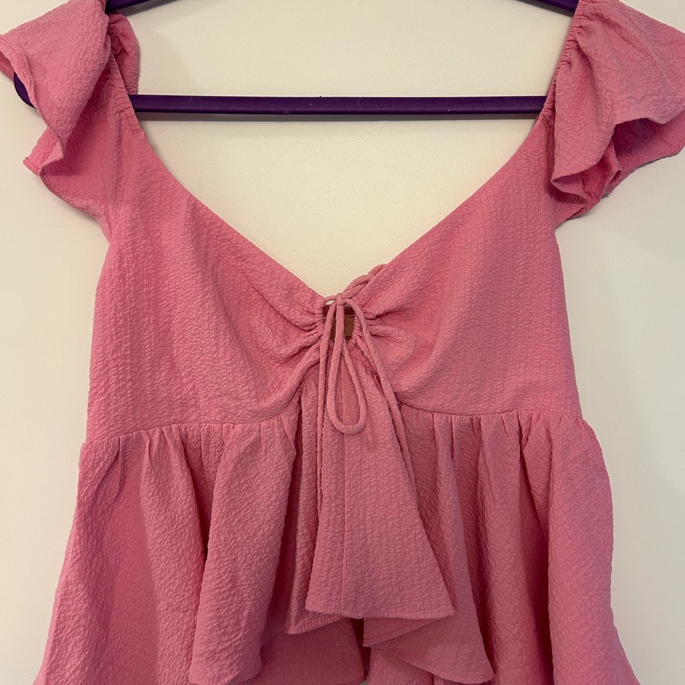 Urban Outfitters Pink Ruffle Blouse